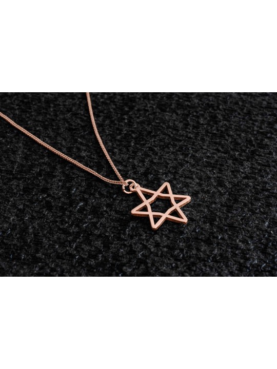 שרשרת זהב חלול מגן דוד פשוט, מתנות חתונה יהודיות, ישר
